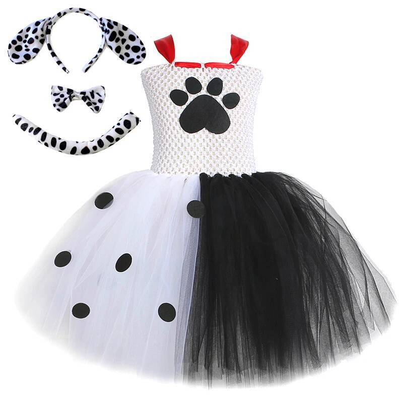Baby Clothing Set - Dalmatiner-Hunde-Tutu-Kleid für Babymädchen Weiß-Schwarz Geflecktes Hundekostüm