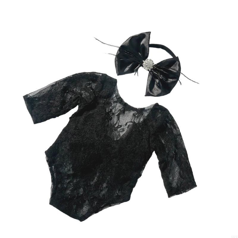 Baby Clothing Set - Eleganter Spitzenstrampler & Stirnband Set Soft