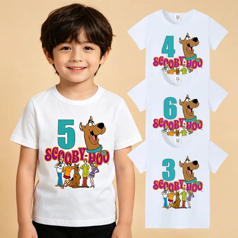 Baby Clothing Set - Scooby-Doo Geburtstags-T-Shirt mit Zahlenmotiv, Baby-Sommer-Baumwoll-T-Shirt für